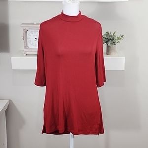 Cuddl Duds Softwear With Stretch Elbow Length Sleeve Mockneck Top